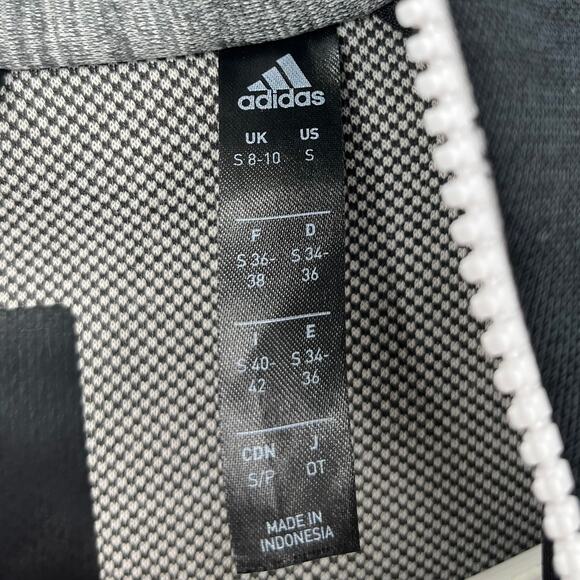 One of Few Adidas Hooded Knit Track Jacket Black Gray Full Zip Men's Small - Picture 6 of 9